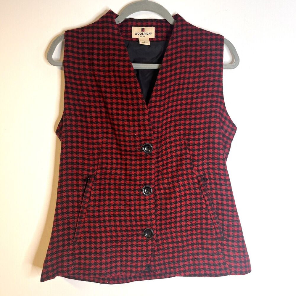 Woolrich Ruby Womens Red Black Button Front Wool … - image 1